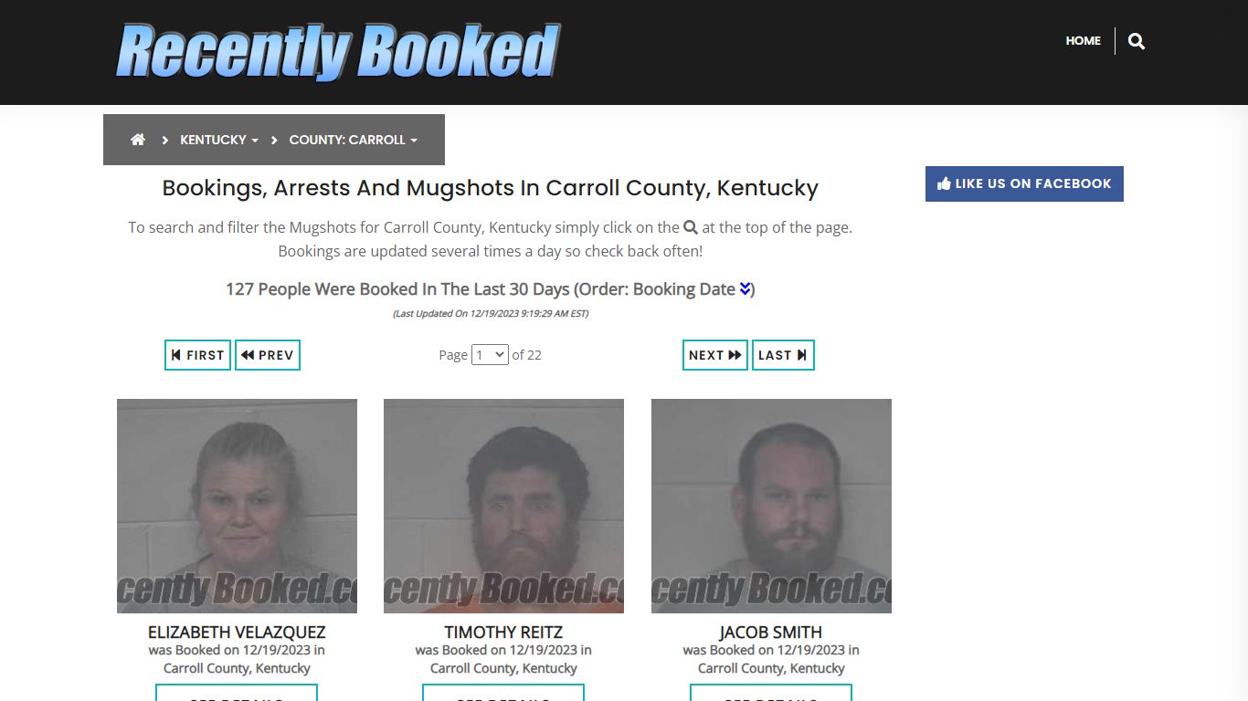 Recent bookings, Arrests, Mugshots in Carroll County, Kentucky